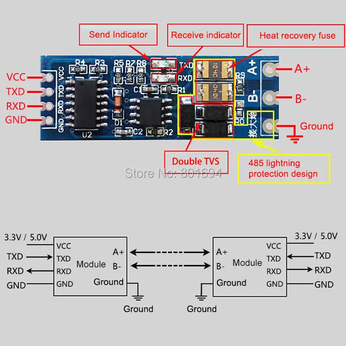 10 шт./лот Модуль управления SCM TTL к RS485 конвертер 485 UART последовательный порт