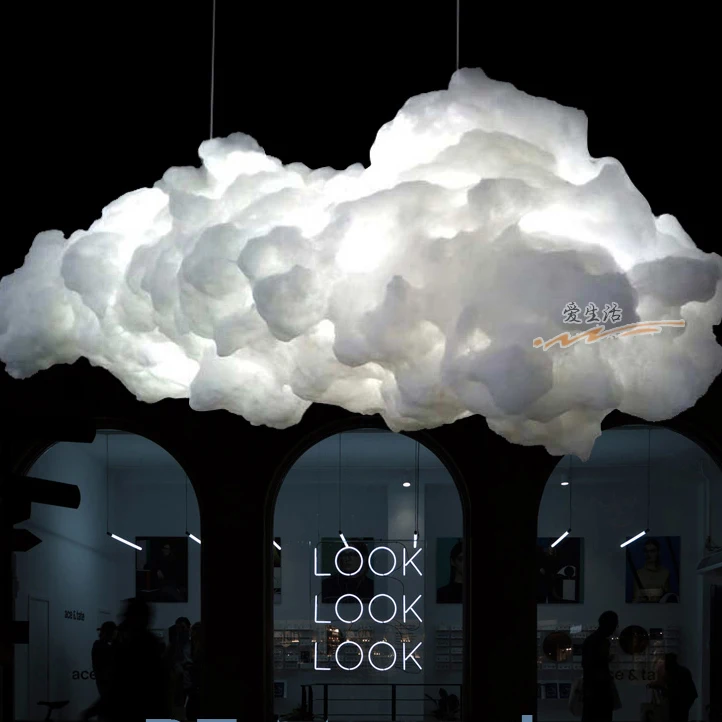 Белые облака Висячие огни плавающие Droplight Современная подвеска из хлопка