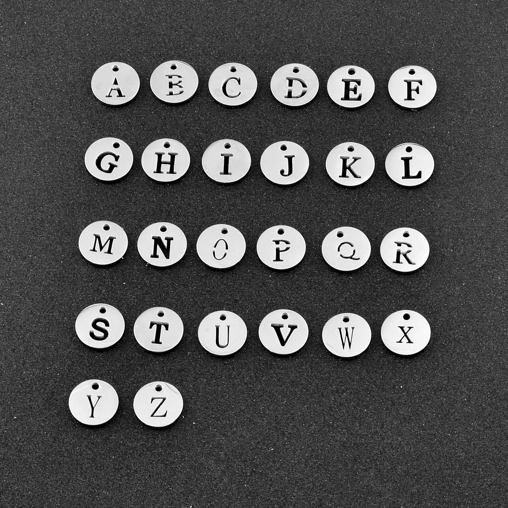 

26pcs/set Double Side 10mm Round Stainless Steel Alphabet A-Z Letter Tag Charms Stamp Initial Charm for Jewelry Making