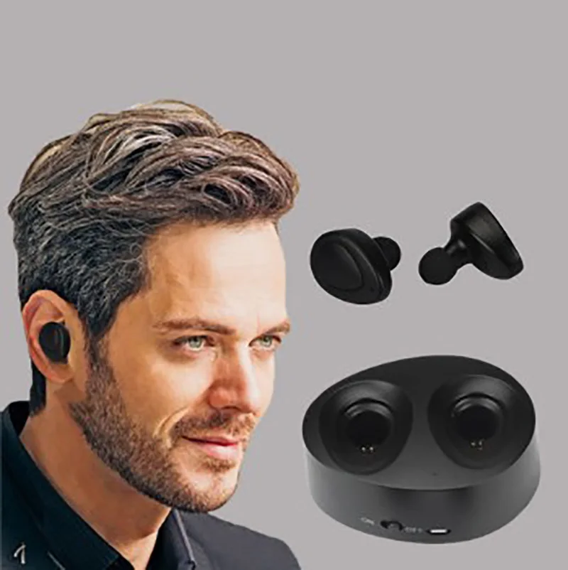 

Smart Bluetooth earphone Binaural mini Invisible sport music Bass stereo surround sound noise cancelling HD call mobile charging