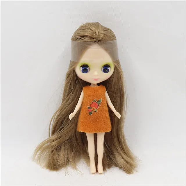 Фабрика blyth мини кукла 10 см BJD нормальная кукла тела длинные волосы, случайное платье в подарок - Цвет: J