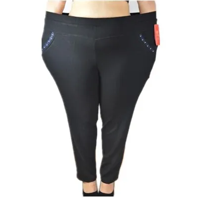 Брюки женские большого размера 2XL 7XL с высокой талией черного цвета на осень и