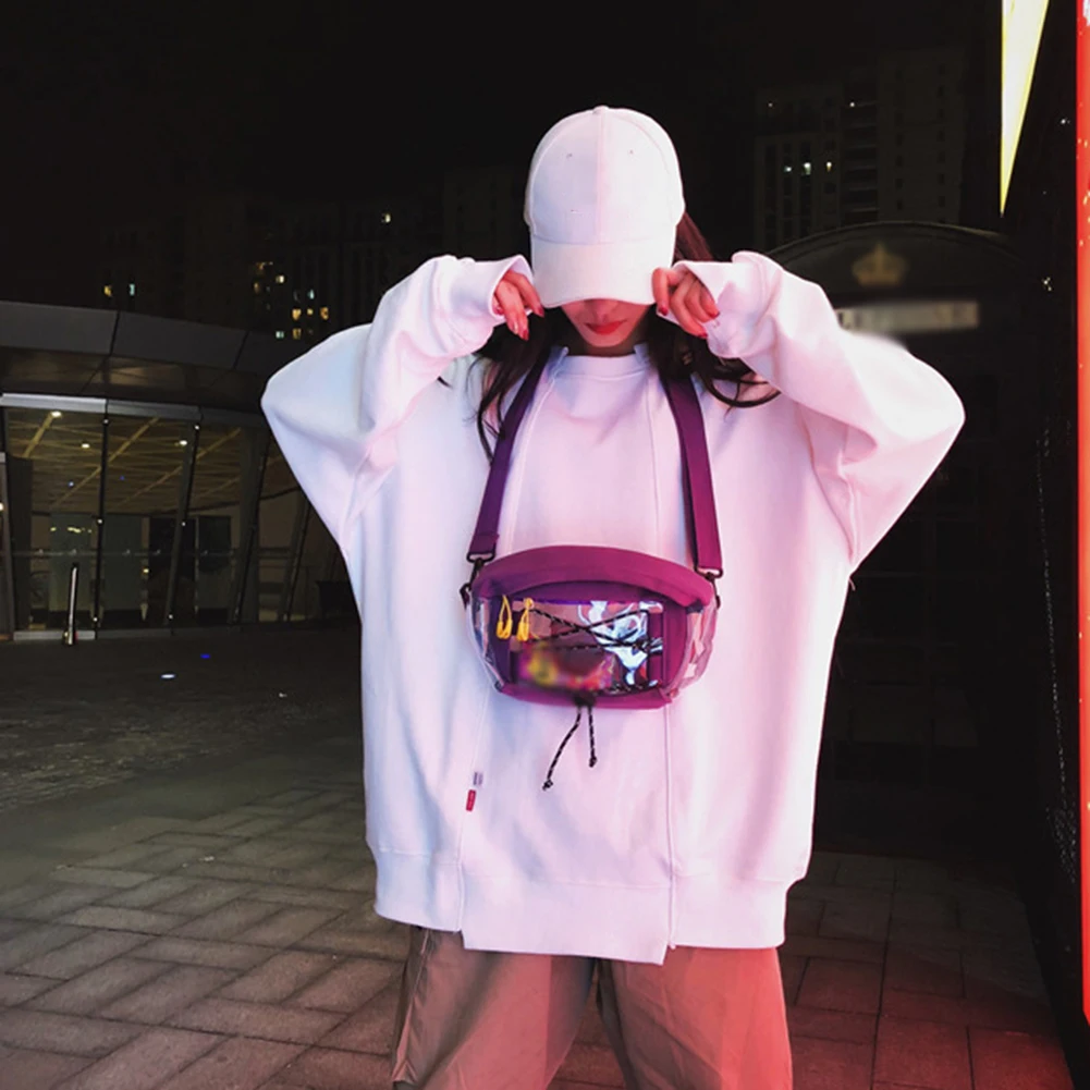 

1Pc Unisex Hip-Hop Phone Solid Waist Bag Clear Pvc Transparent Belt Bag Summer New Fashion Pillow Shaped 4 Colors Fanny Pack