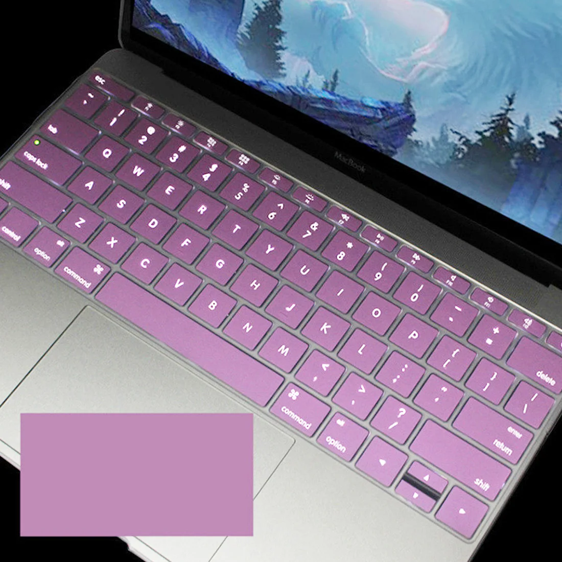 Purple Водонепроницаемый 12 дюйма, силикон, английская клавиатура чехол для нового Macbook 12 дюймов пленка для клавиатуры Стикеры - Цвет: Purple