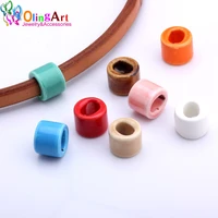 olingart 1714mm 6pcslot leather clasps ceramic beads spot pattern multicolor mixing diy square hole 106mm jewelry making