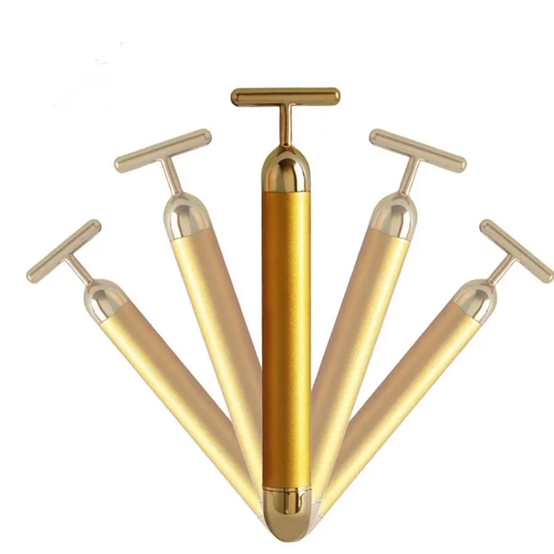 24k Gold Lift Bar ролик вибрации Pro для похудения лица палка красоты лица палка для ухода за кожей энергия Т-образный вибрирующий массажер бар
