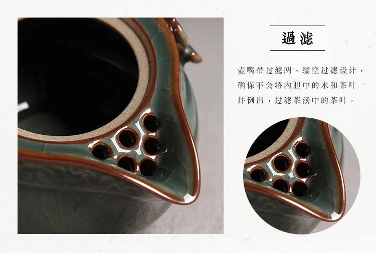 Китайский Longquan Celadon портативный чайный набор кунг-фу чайник и две чайные чашки чайная чашка
