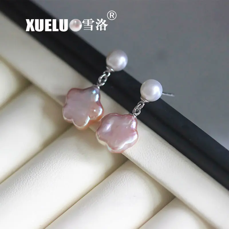 Fashion Five-pointed Star Baroque Natural Freshwater Pearl Stud Earrings Jewelry 925 sterling pearl earrings | Украшения и