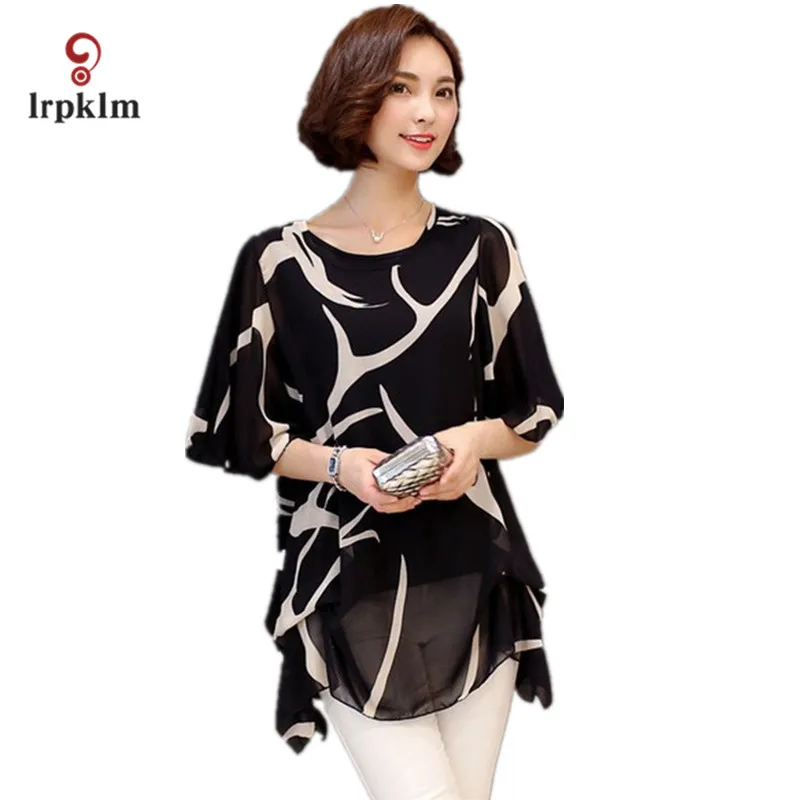 2017 летняя Корейская женская Свободная шифоновая рубашка с коротким рукавом