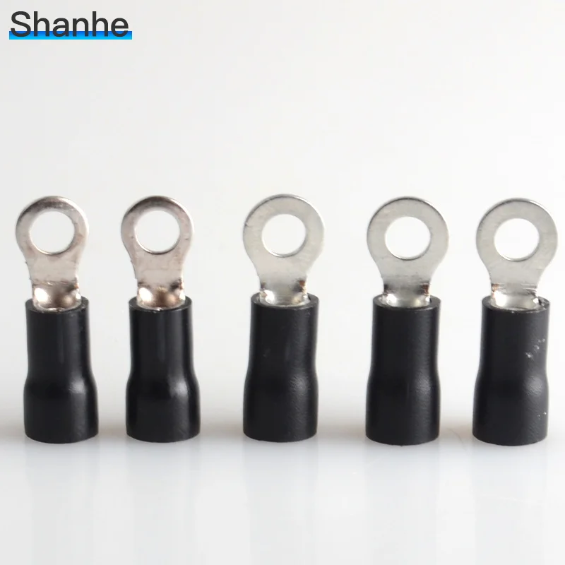 50 шт. RV3.5 4 черный кольцевой изолированный клеммный костюм 2 5 мм2 кабель обжимной