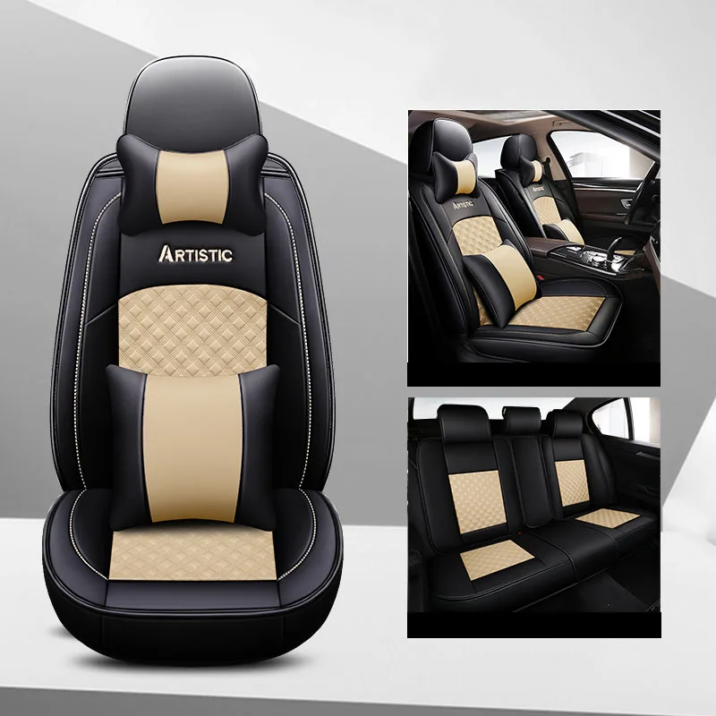 beige Чехол для автокресла, чехлы на автомобильные кресла, кожаный чехол для lada 2107 2110 2114 grant kalina largus priora samara vesta xray - Название цвета: beige