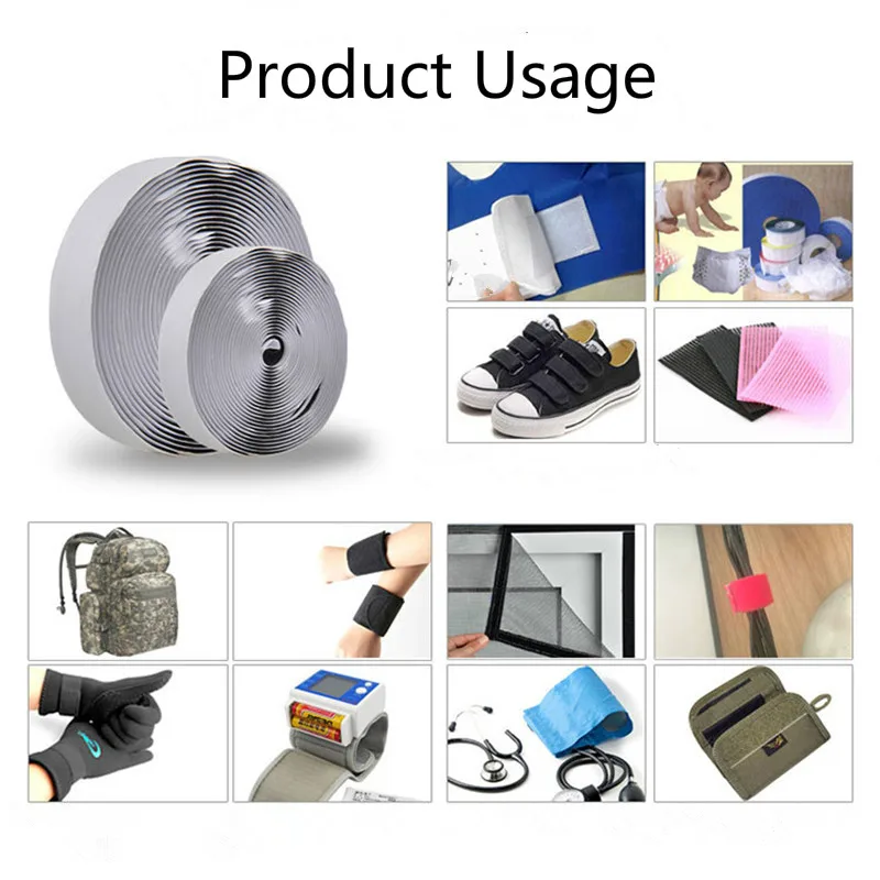 

5M*20/25/30/40mm White Black Magic Tape with Strong Glue Nylon Sticker Adhesive Hook Loop Disks Tape Magic Strip Sewing Tape