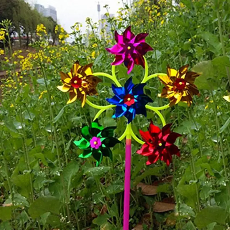 6 колеса красочные пластиковые блестки ветряная мельница вихрегиг ветер Спиннер