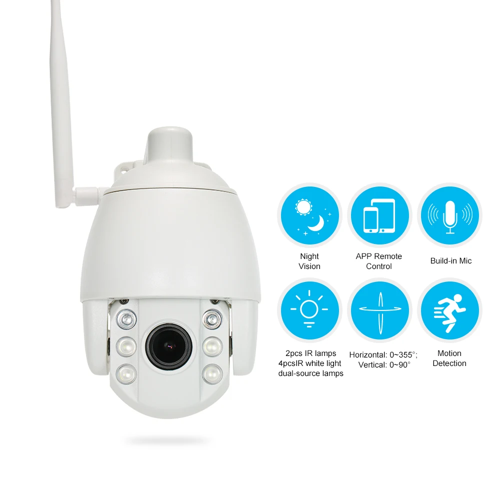 IP-камера наружная 1080P PTZ Wi-Fi 5-кратный оптический зум беспроводная 2 8-12 мм автофокус