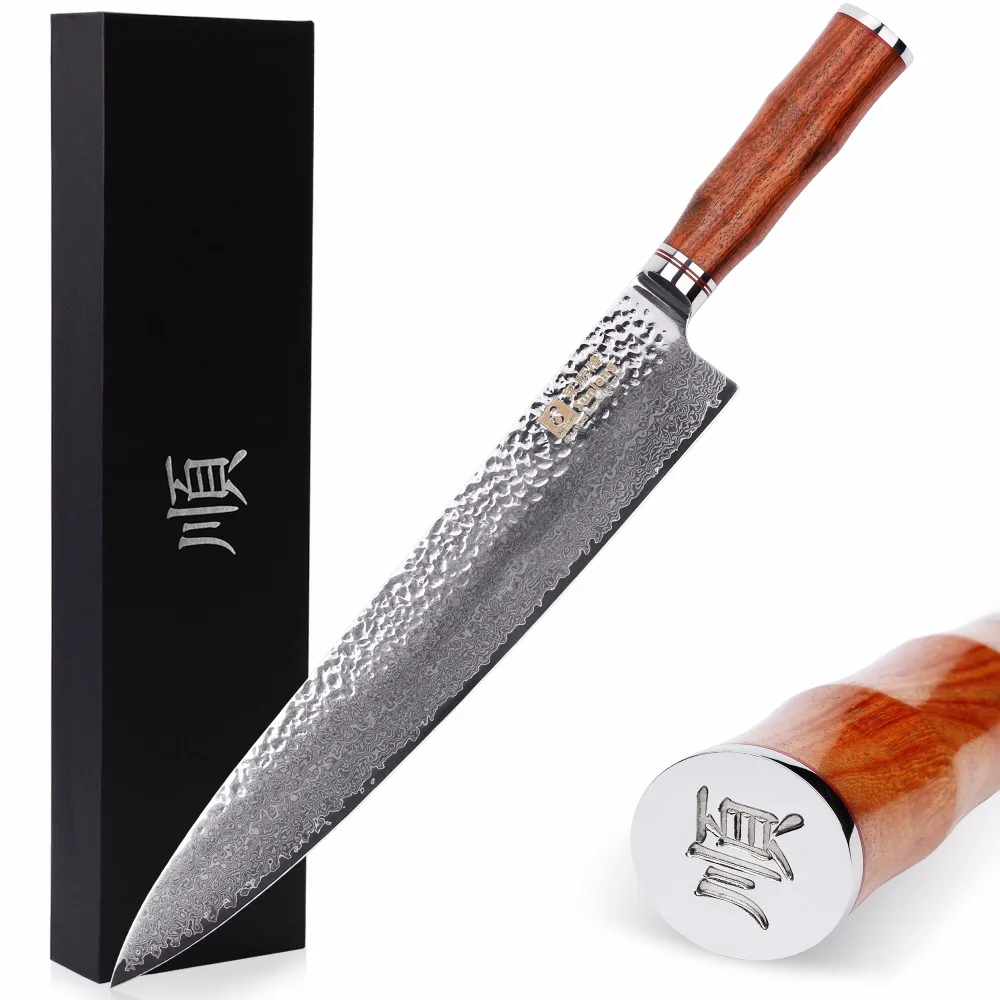 Ножи шеф повара Sunlong Gyuto VG10 японские ручки из Дамасского палисандра 10
