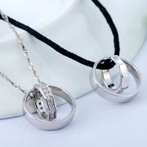 M&ampW JEWELRY Handmade 925 sterling silver jewelry new concentric pendant couple Valentine 's Day gift | Украшения и