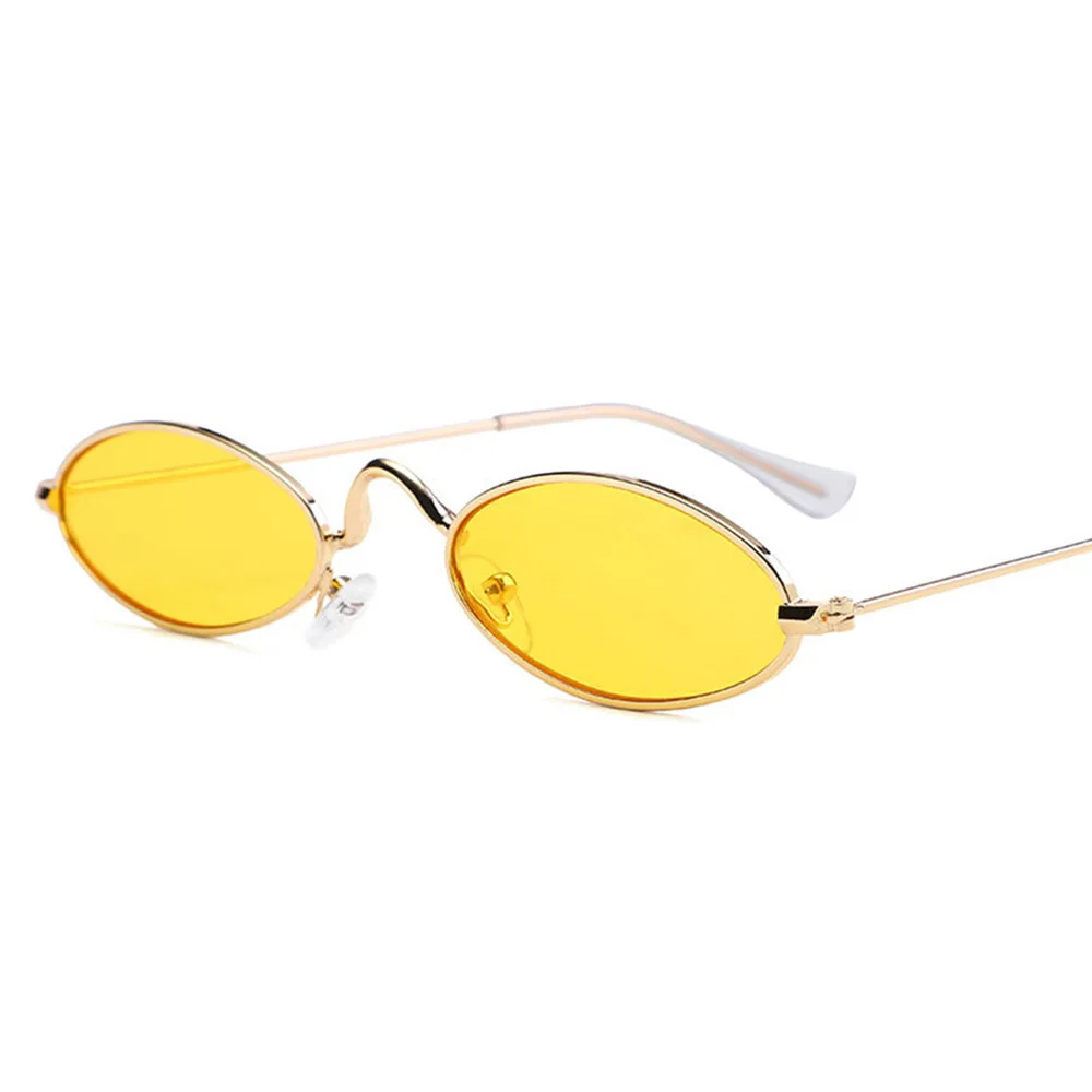 Gold frame yellow Модные солнцезащитные очки для мужчин, мужские ретро очки с металлической оправой, Желтые красные винтажные очки, маленькие круглые солнцезащитные очки для женщин D50 - Цвет линз: Gold frame yellow