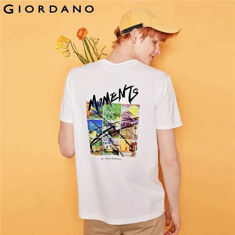 Мужская и женская футболка Giordano повседневная хлопковая с коротким рукавом