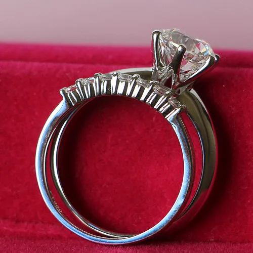 

Amazing Design 2.2CT Fine Diamond Women Marriage Ring Best Quality Sterling Silver Free Shipping With Perfect Ring Box