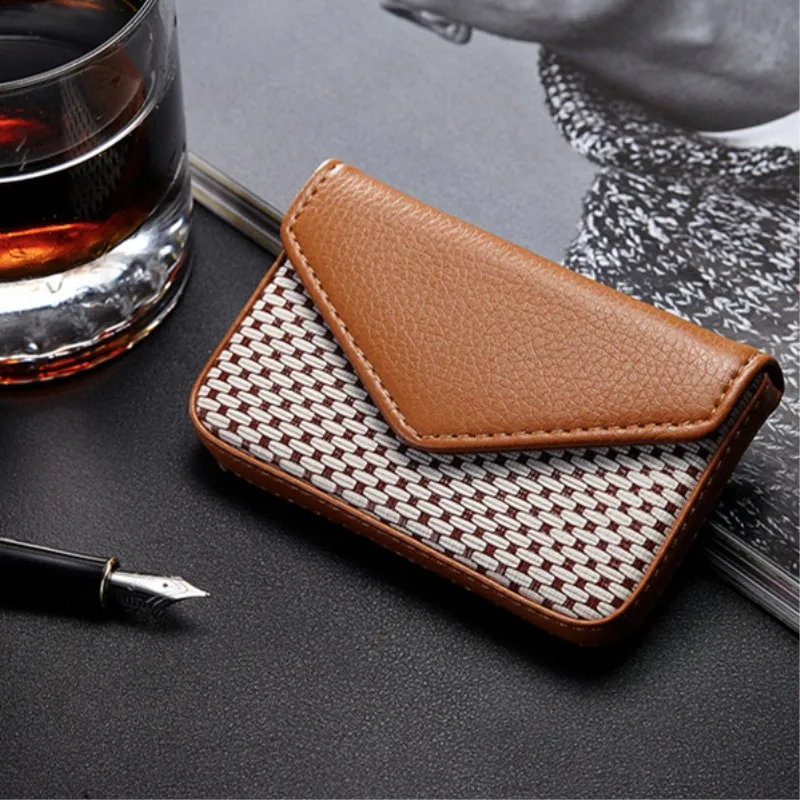 Big Capacity Stitching Lichi lines Magnet button Business name card credit holder PU Leather cardcase Wallet Box case 1 PC | Багаж и сумки