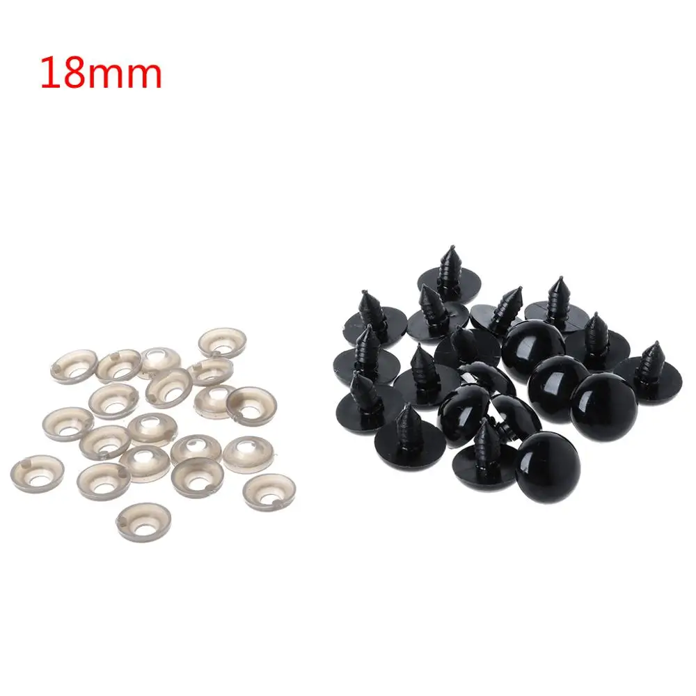 

20PCS Black Plastic Safety Eyes For Teddy Bear Dolls Toy Animal Felting 6-20mm #H055#