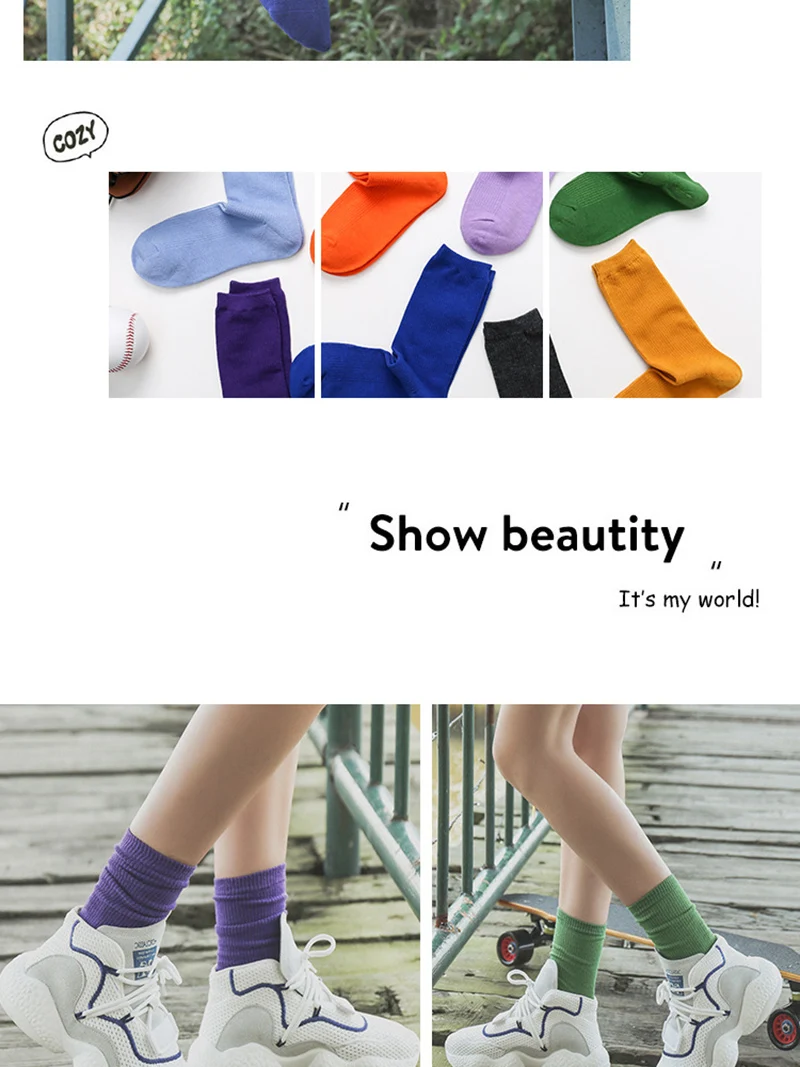 Women long cotton socks high tube lovely soft short sock breathable sweat-absorbing casual long vintage socks hosiery