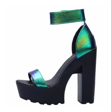 Для женщин Зеленая Кожа PU Пряжка на щиколотке Коренастый Сандалии каблуке