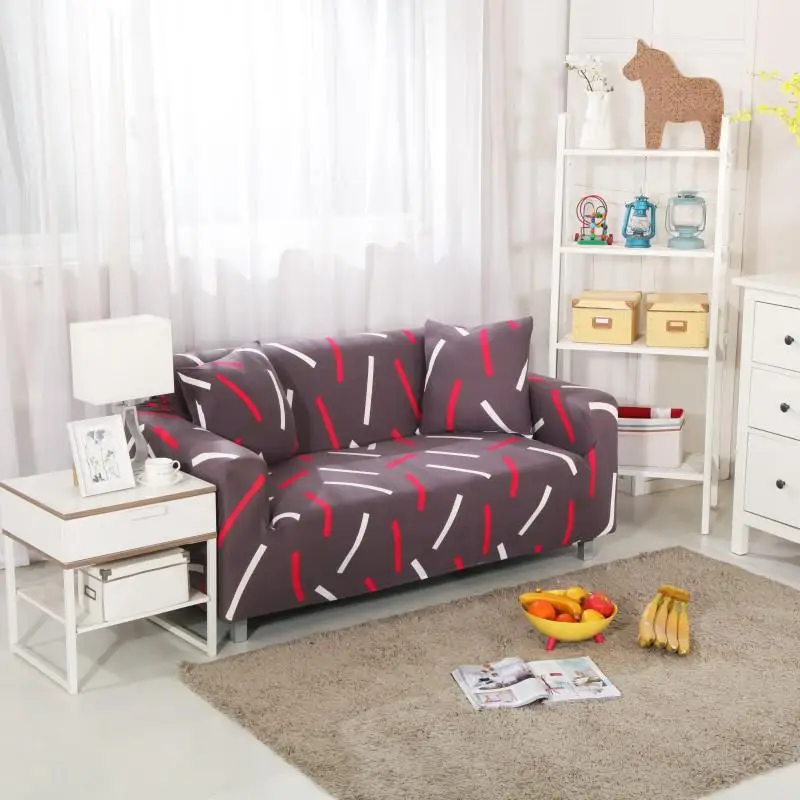 2 Light Gray Fish Simple Stretch Sofa Protector Cover for Living Room Sofa Slipcovers Sectional L Shape Sofacover 1/2/3/4 Seater - Цвет: 2