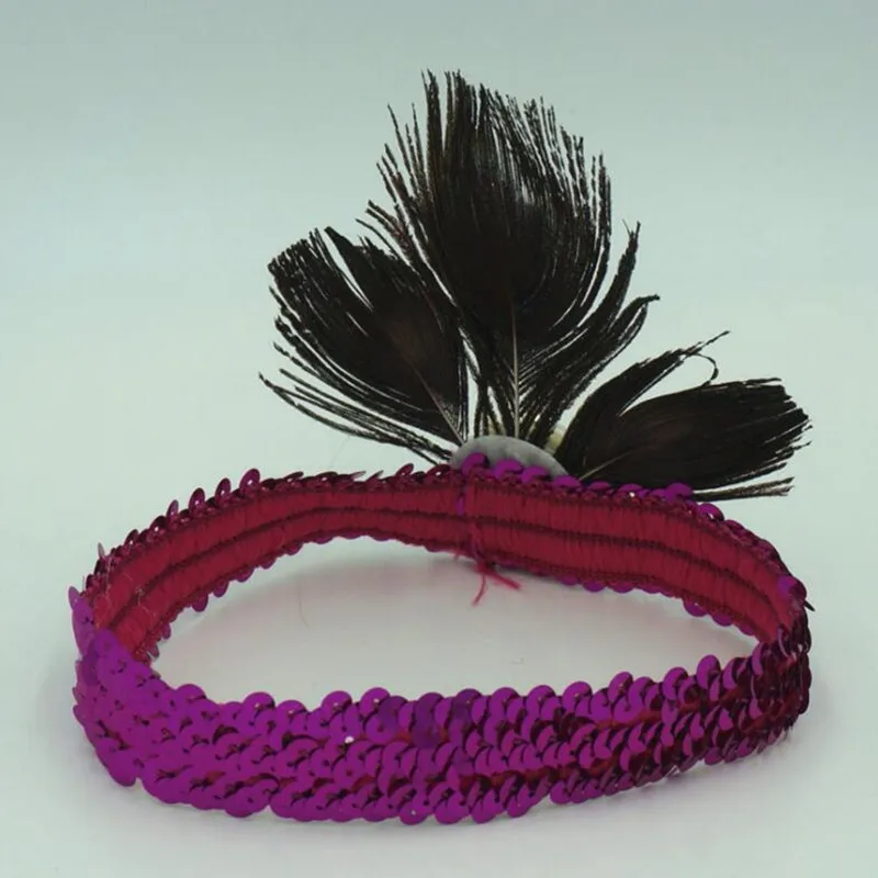 

New Sequins Ostrich Feather Headband Children Girls Hairband Baby Shower Photo Props Party wedding birthday