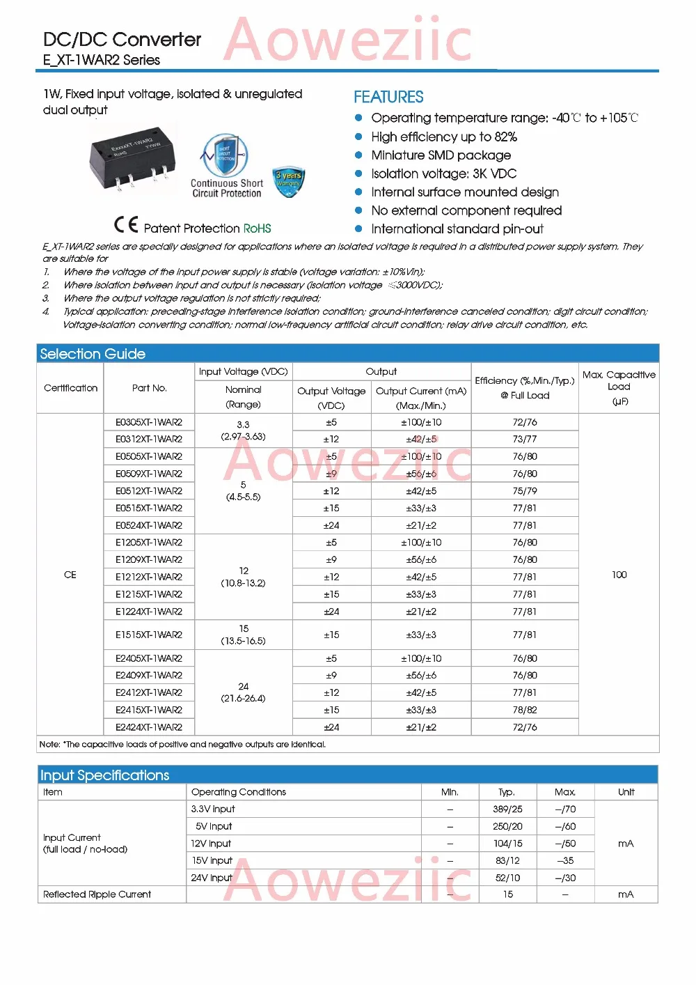 Aoweziic (1 шт.) (2 (5 (10 E0512XT 1WAR2 новый оригинальный SMD Вход: 5 В двойной выход: + 12 0 04a