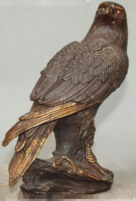 9 &quotКитайский Бронзовый позолоченный фэншуй свирепый Орел костюм сокола ястреба