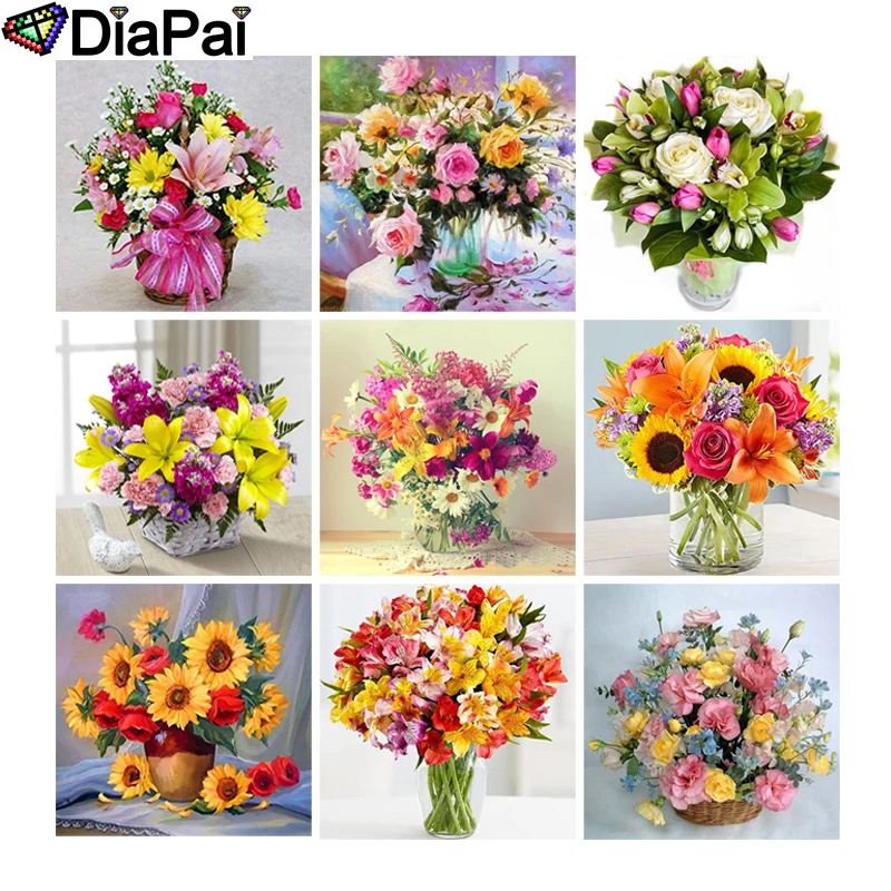 

DIAPAI Diamond Painting 5D DIY Full Square/Round Drill "Flower landscape" 3D Embroidery Cross Stitch 5D Decor Gift