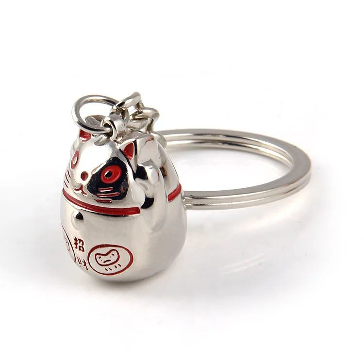 Модный эмалированный брелок для ключей Lucky Cat со стразами из сплава женщин