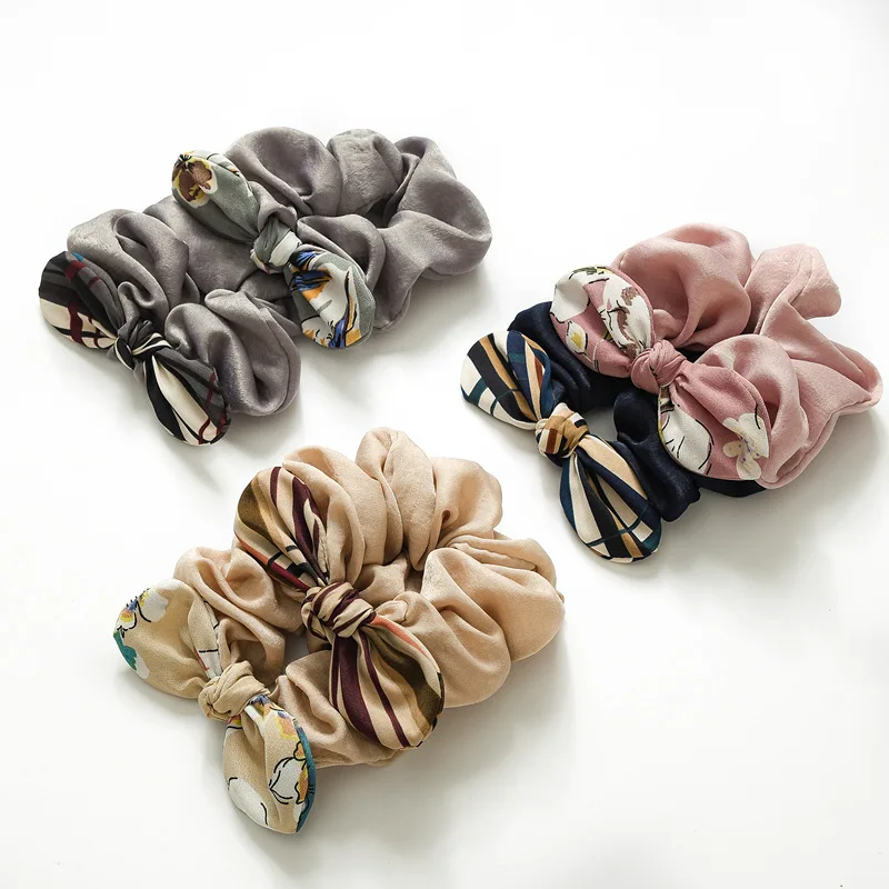 Hair ring simple bow hair accessories headdress elastic chiffon fabric multicolor band woman streamer girl |
