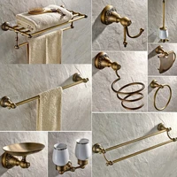 antique brass bathroom accessories set towel bar towel ring holder toilet paper holder robe hook bathroom hardware set