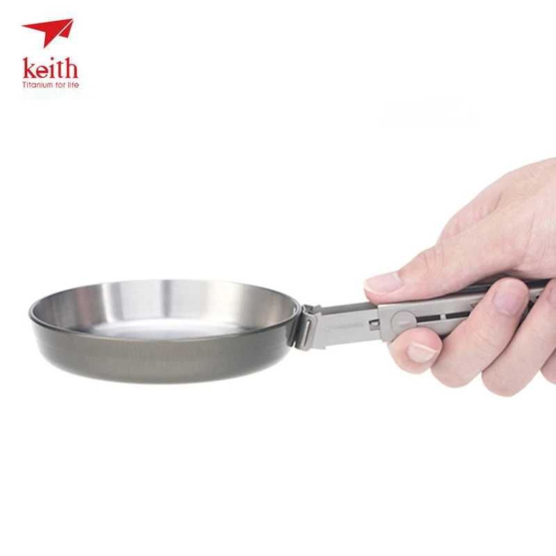 

1pcs Keith Titanium Egg Frying Pan with Folding Handle Kitchen Cooking Tools Fried Steak 140ml Ti6032