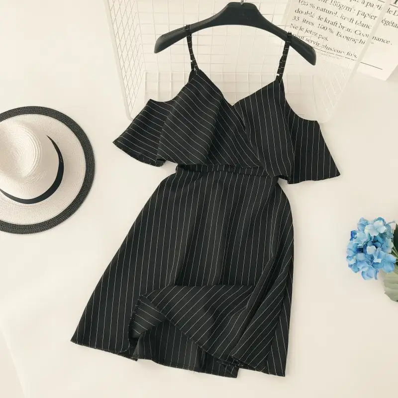 Женское винтажное мини платье ALPHALMODA на бретельках с оборками и высокой талией