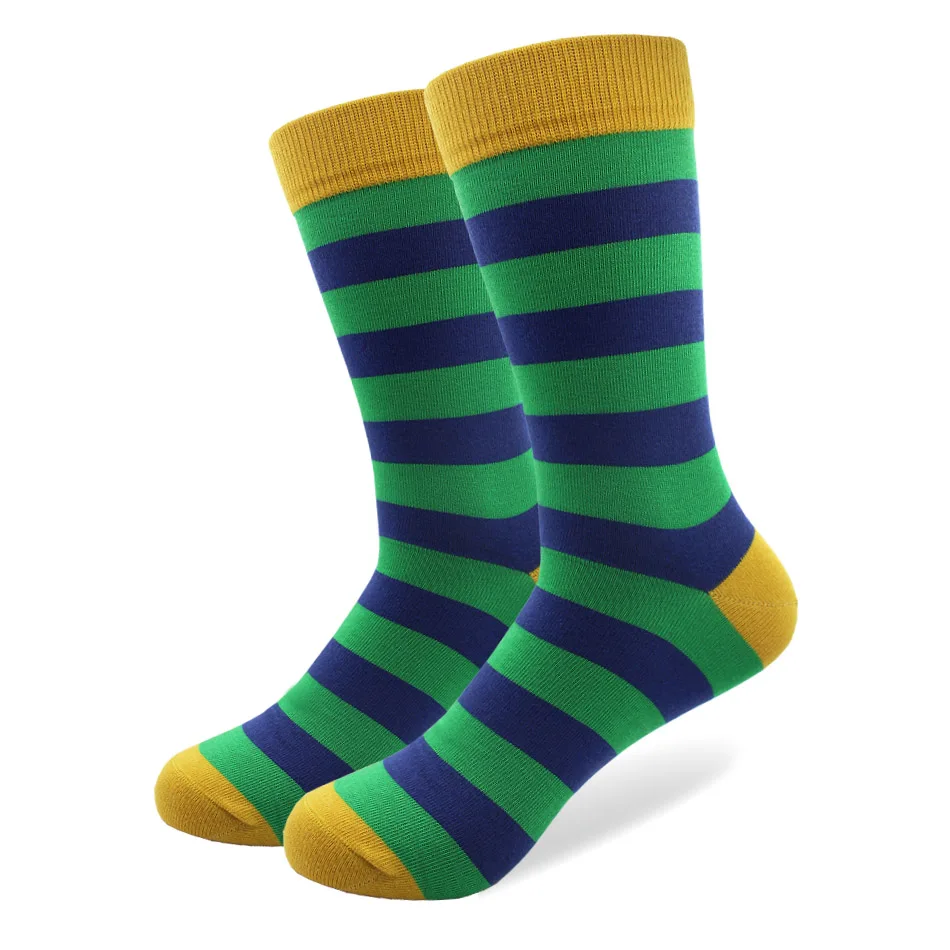5 Pairs/lot Plus Size Wide Striped Cotton Socks for Men High Quality Funny Men's Long Happy Casual Wedding Colorful Fashion Sock