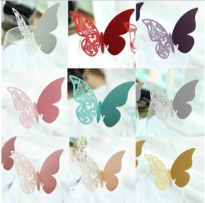 12 шт./лот Бабочка Место эскорт бокал для вина бумажная открытка свадебвечерние