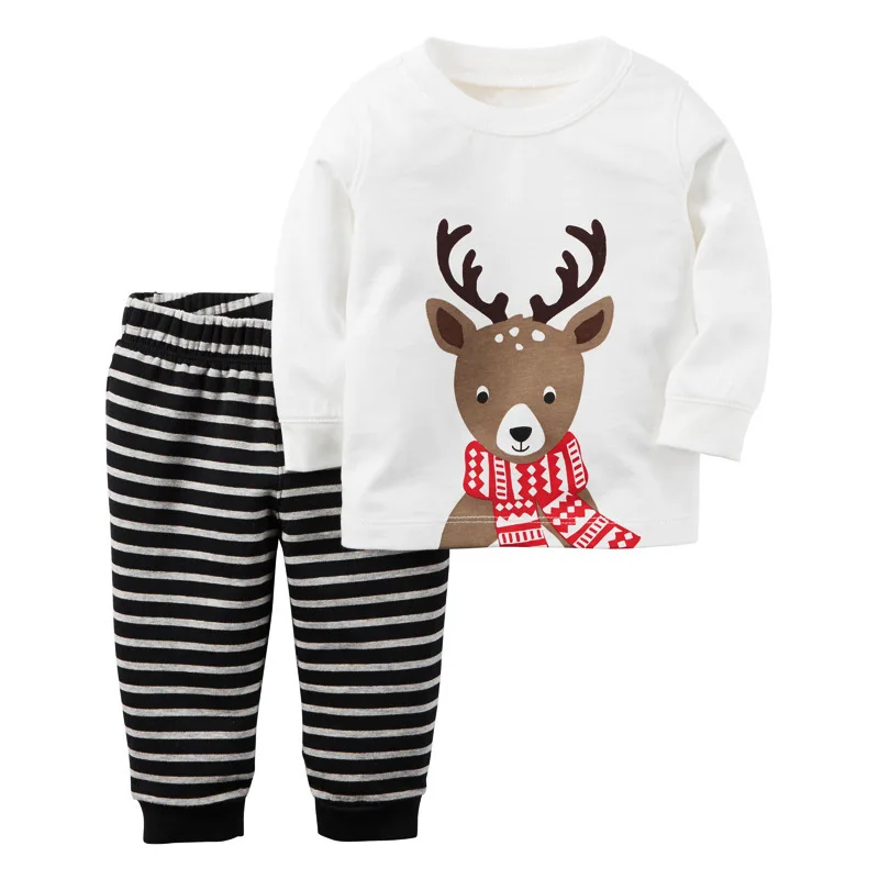 Christmas Cartoon Bear Cub Reindeer Snowman Boutique Kids Costume Set Pajamas Halloween Boys Sportswear Elegant Girls Clothes | Детская