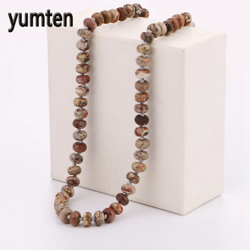 Yumten Picture Stone Power ожерелье из круглого натурального камня с кристаллами женское