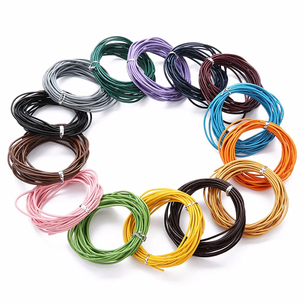 Шнур из 100% натуральной кожи для ювелирных изделий 10 м/лот 2 мм|round leather cord|jewelry cordround