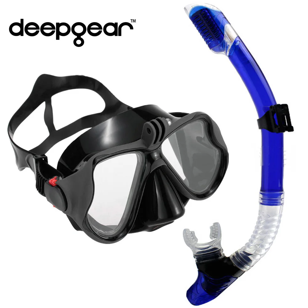 as picture Deepgear Дайвинг маска и Трубка Набор Близорукость Объектив Маска для gopro черный силиконовый Дайвинг маска сухая трубка оборудование - Цвет: as picture