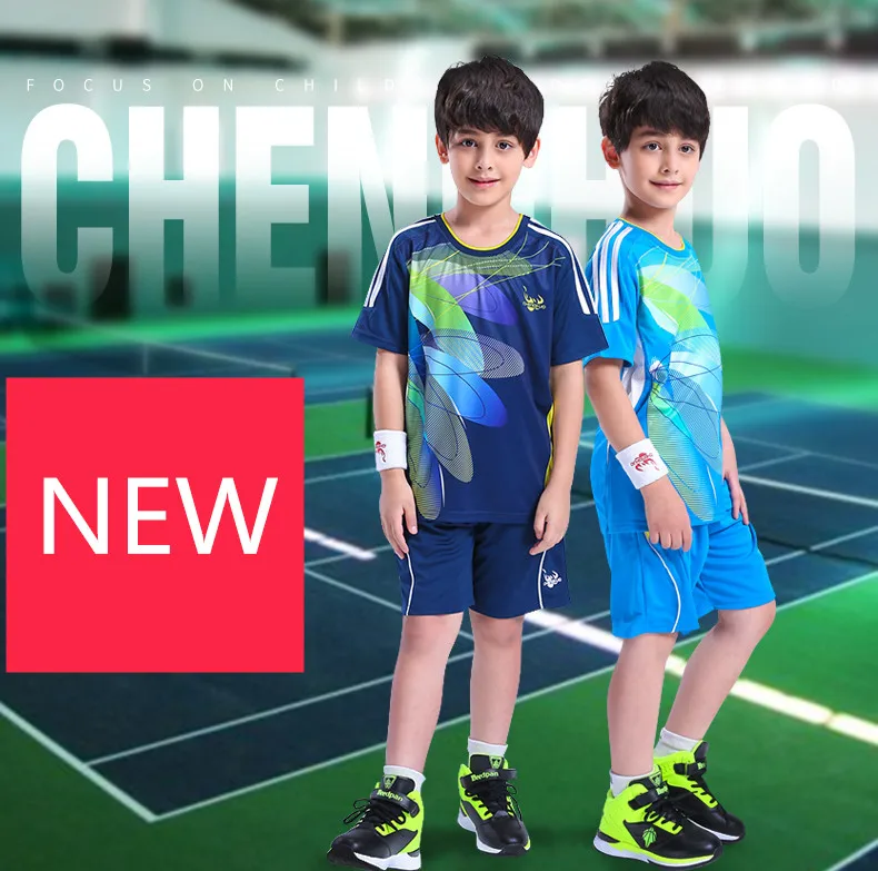 Новая детская одежда для бадминтона рубашка и шорты мальчиков девочек