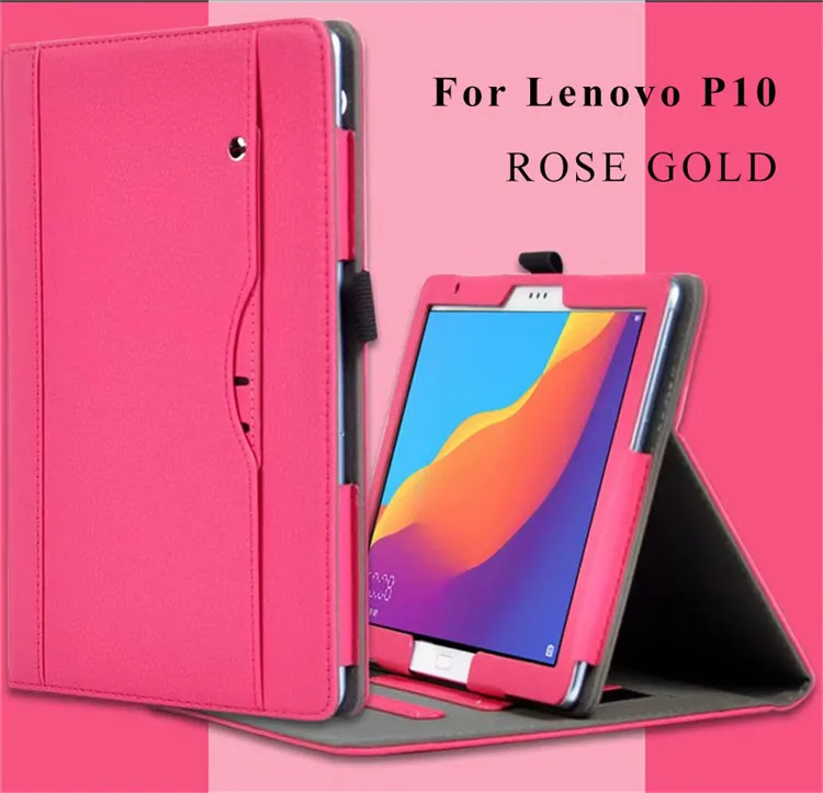Для 10," lenovo Tab P10 TB-X705F/L кожаный чехол-подставка для lenovo M10 TB-X605F/N чехол для планшета+ пленка - Цвет: P10 TB-X705 Rose Red