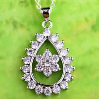 jrose wholesale women exquisite flower white cz silver color no chain pendant necklace fashion engagement jewelry