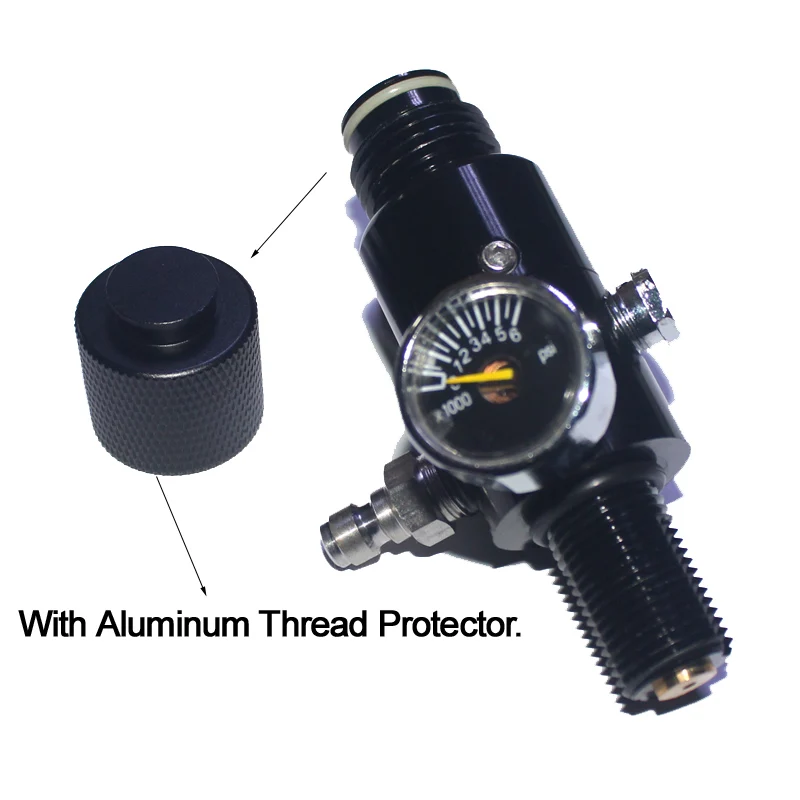 with protector Пейнтбол co2 Картридж 4500PSI Воздушный бак сжатого воздуха выход регулятора Давление(1800PSI) 5/"-18UNF - Цвет: with protector