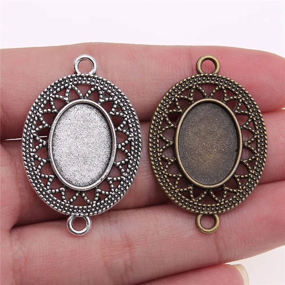 

WYSIWYG 5pcs 13x18mm Inner Size 39x26mm Outer Size Vintage Antique Bronze Color Zinc Alloy Cameo Cabochon Base Setting