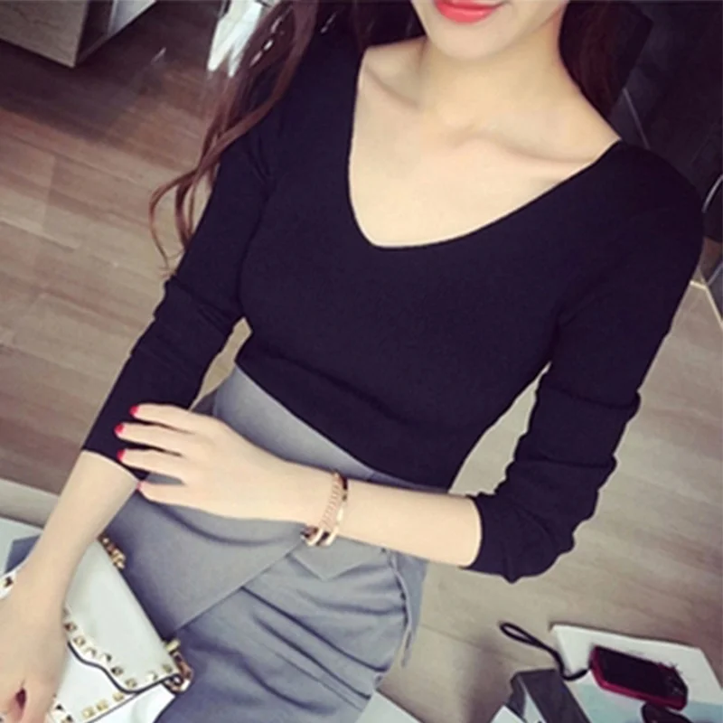 Newly Women V-neck Knitwear Long Sleeve Sweater Casual Slim Fit Tops Autumn Oufits DO99 | Женская одежда