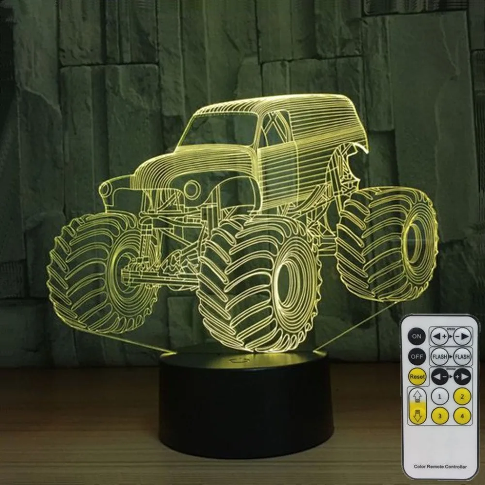 

tractor Car 3D Visual USB LED Night Lamp Remote Control Acrylic 7 Color Change Gradient Bedroom Sleeping Lamps Kids Gifts